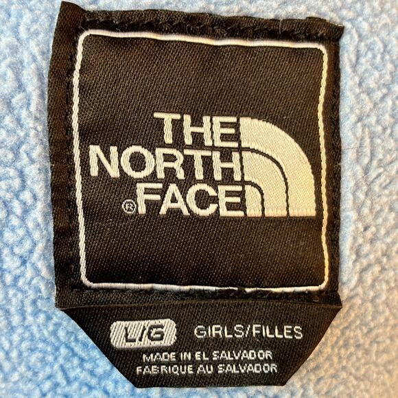 North Face Polartec Blue/ Gray Fleece Jacket Coat Girls Size Large Full Zip - Picture 7 of 9